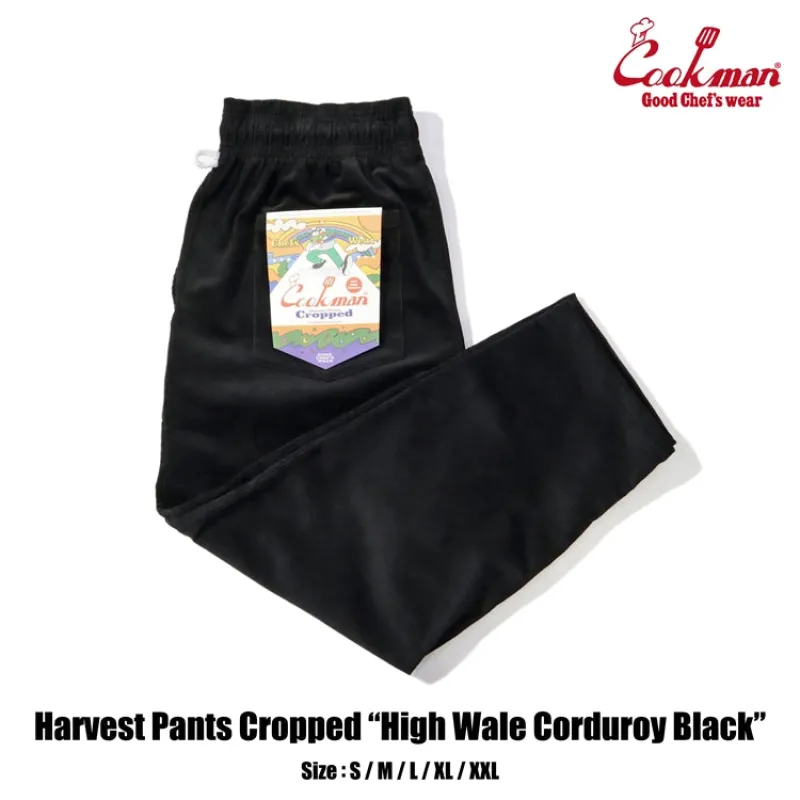 Harvest Pants Cropped - High Wale Corduroy : Black made by Cookman