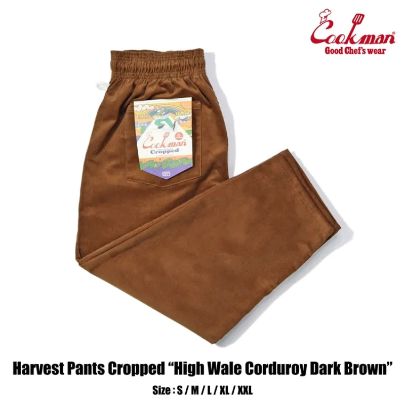 Harvest Pants Cropped - High Wale Corduroy : Dark Brown made by Cookman