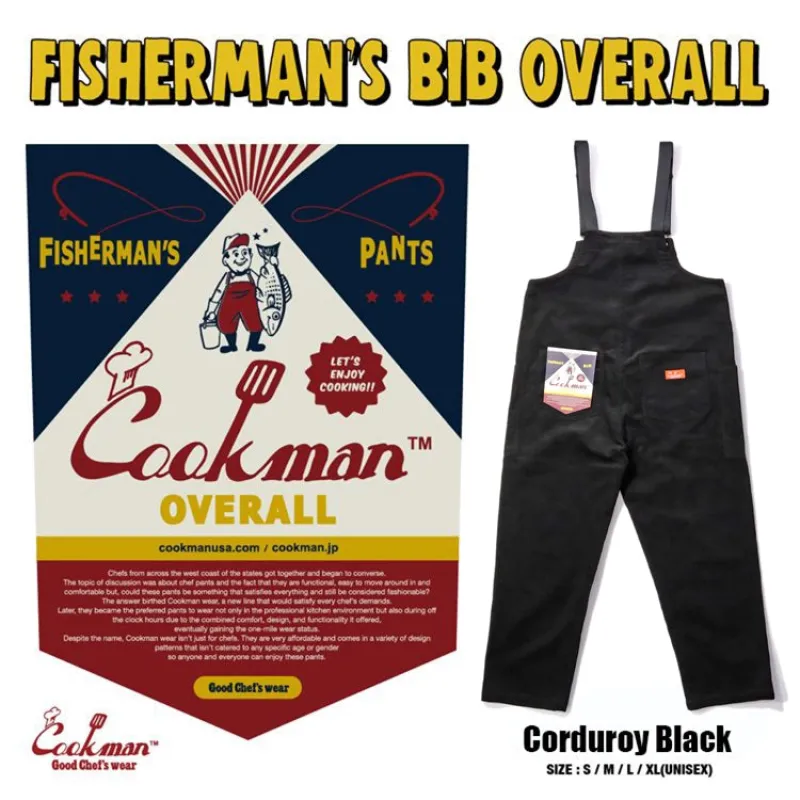 Fisherman's Bib Overall - Corduroy : Black made by Cookman