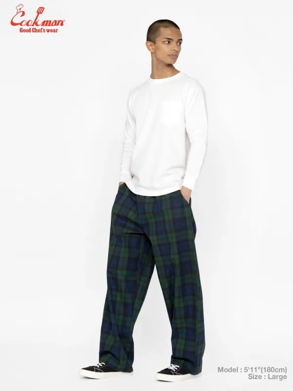 Chef Pants High-Wide - Black Watch Plaid made by Cookman