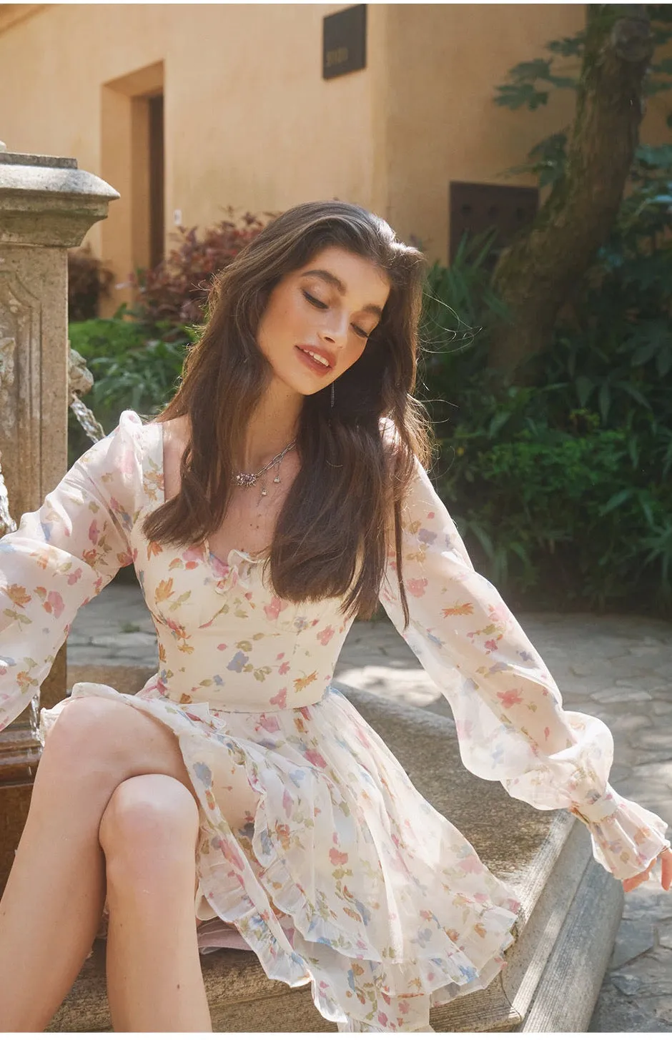Kiah Floral Chiffon Mini Dress sold by Farrah C product image thumbnail 3