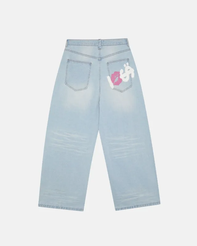 KISSES AND DOLLARS PANTS BLUE DENIM sold by Cold Culture