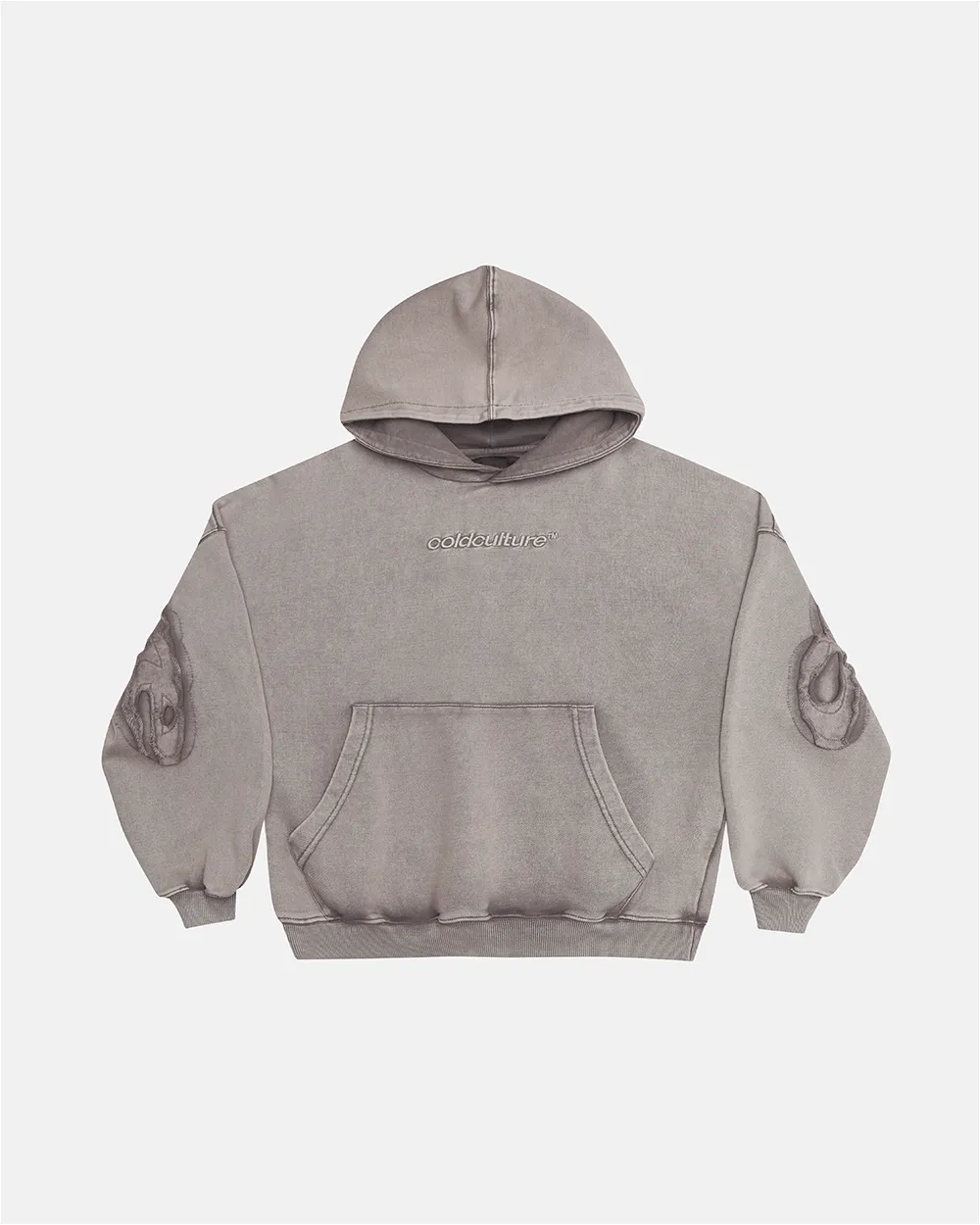 DISTRESS CURVED HOODIE GREY sold by Cold Culture product image thumbnail 2