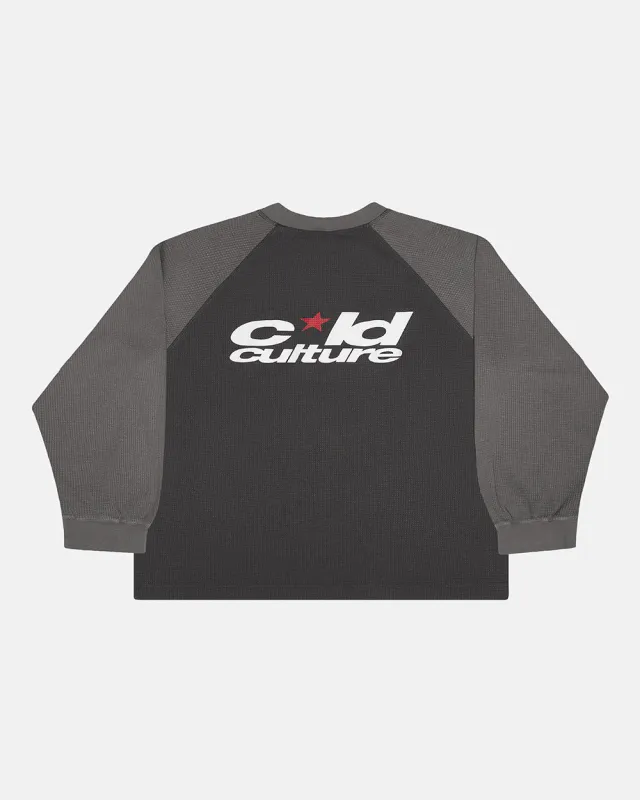 RANGLAN BICOLOR THERMAL LONGSLEEVE BLACK made by Cold Culture