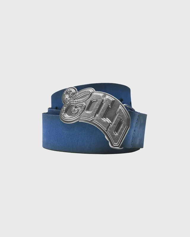VARSITY LEATHER  BELT BLUE MIX sold by Cold Culture