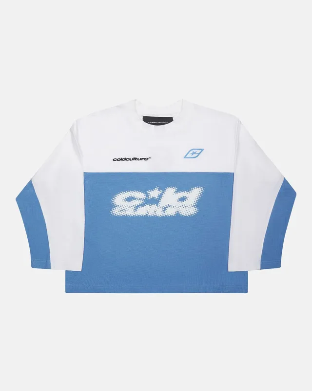 BICOLOR WAFFLE LONGSLEEVE BLUE & WHITE made by Cold Culture