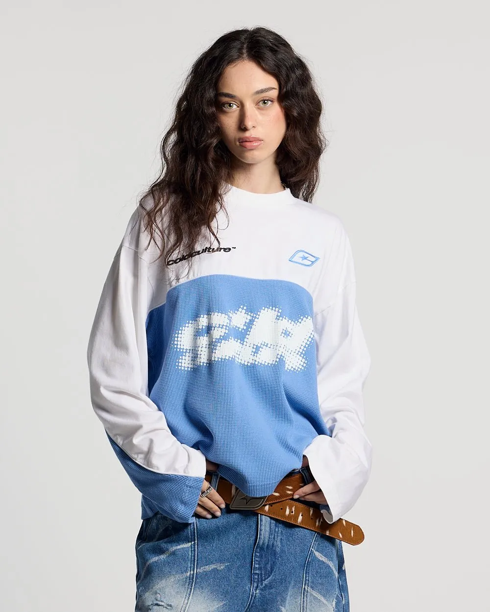 BICOLOR WAFFLE LONGSLEEVE BLUE & WHITE sold by Cold Culture product image thumbnail 5
