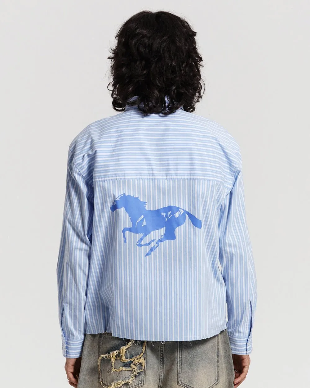 RUNNING HORSE SHIRT BLUE STRIPES sold by Cold Culture product image thumbnail 4