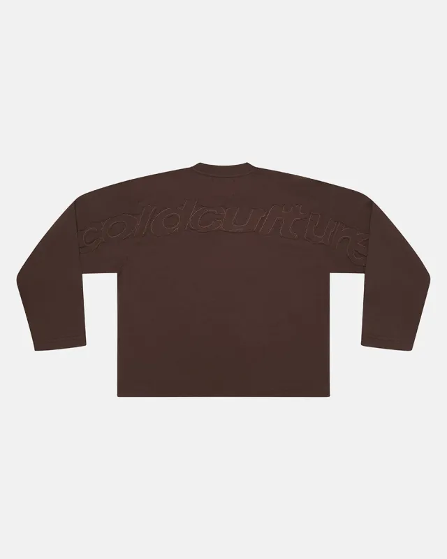 DISTRESS CURVED LONGSLEEVE BROWN made by Cold Culture