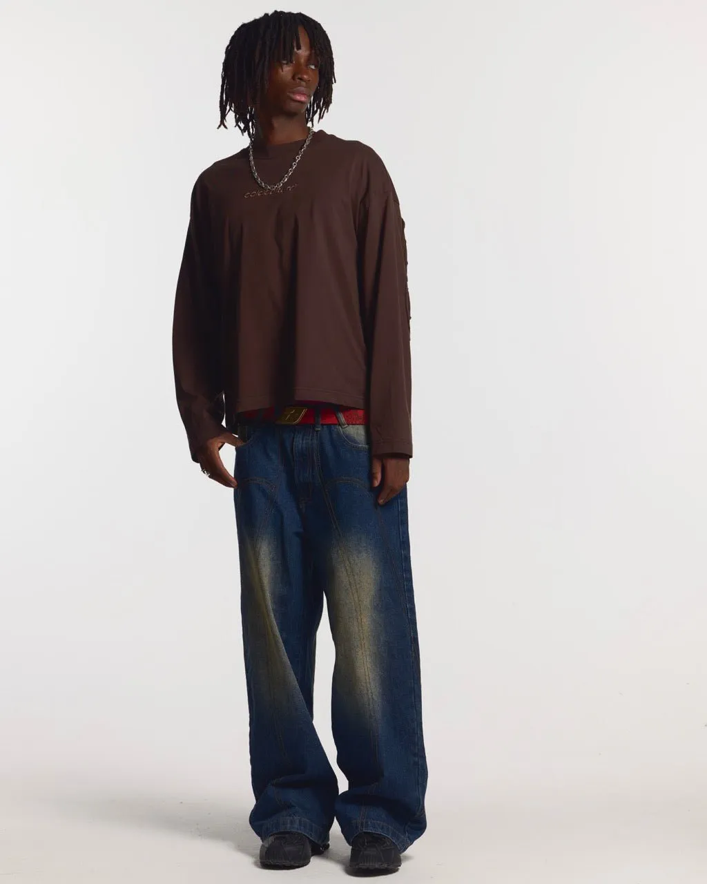 DISTRESS CURVED LONGSLEEVE BROWN sold by Cold Culture product image thumbnail 4