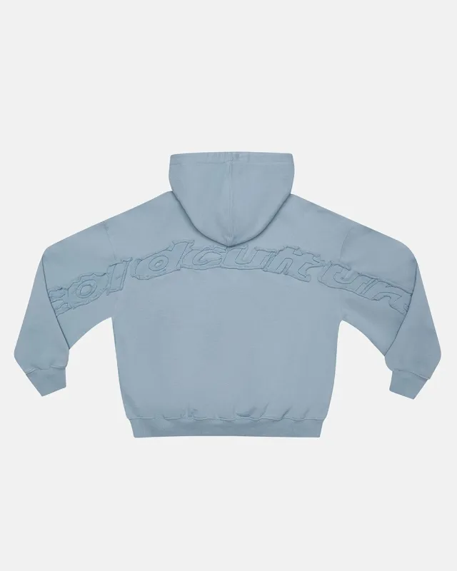 DISTRESS CURVED HOODIE SHADY BLUE sold by Cold Culture