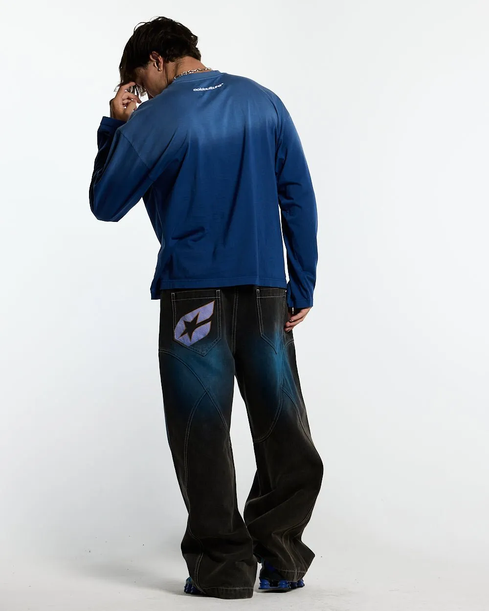 CROSSED SCRIPT LONGSLEEVE VIBRANT BLUE sold by Cold Culture product image thumbnail 4
