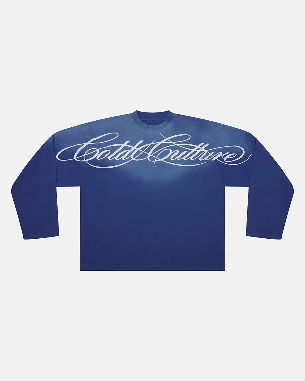 CROSSED SCRIPT LONGSLEEVE VIBRANT BLUE sold by Cold Culture
