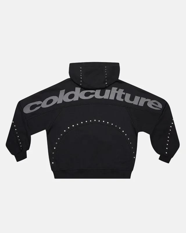 STUD ZIP HOODIE BLACK sold by Cold Culture