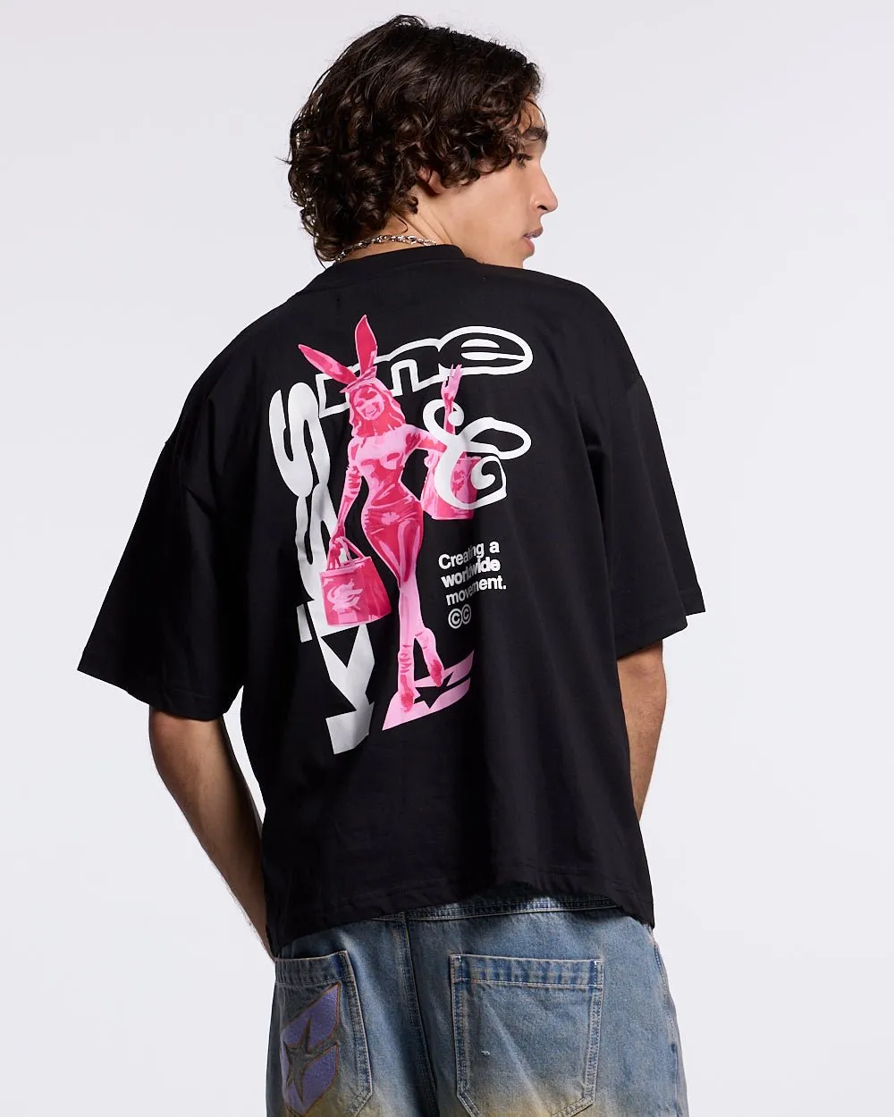 KISS THE BUNNY TEE BLACK sold by Cold Culture product image thumbnail 3