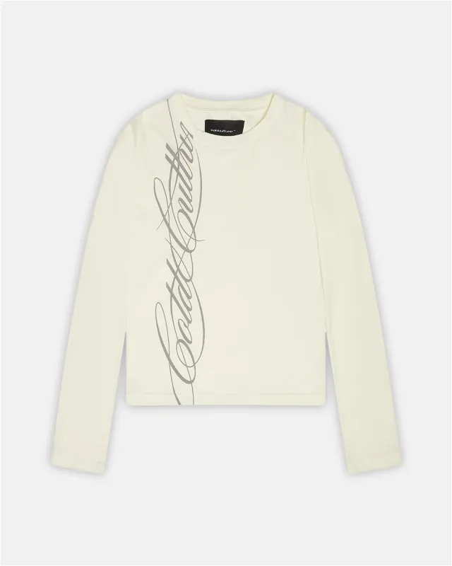 SCRIPT LONGSLEEVE TEE WHITE made by Cold Culture