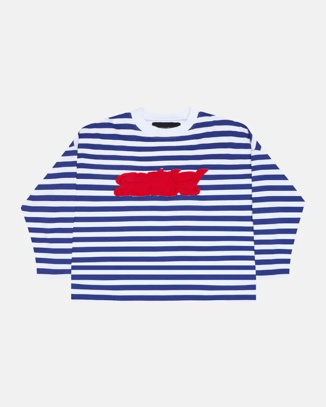 PARDON ME LONGSLEEVE WHITE & NAVY made by Cold Culture
