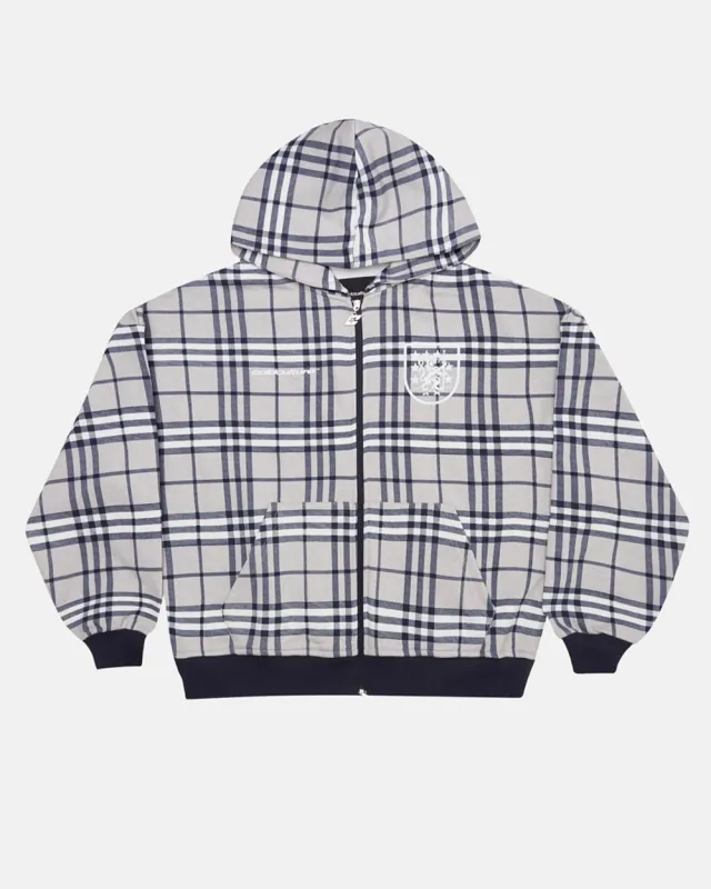 GRID ZIP HOODIE TARTAN DARK BLUE/GREY sold by Cold Culture