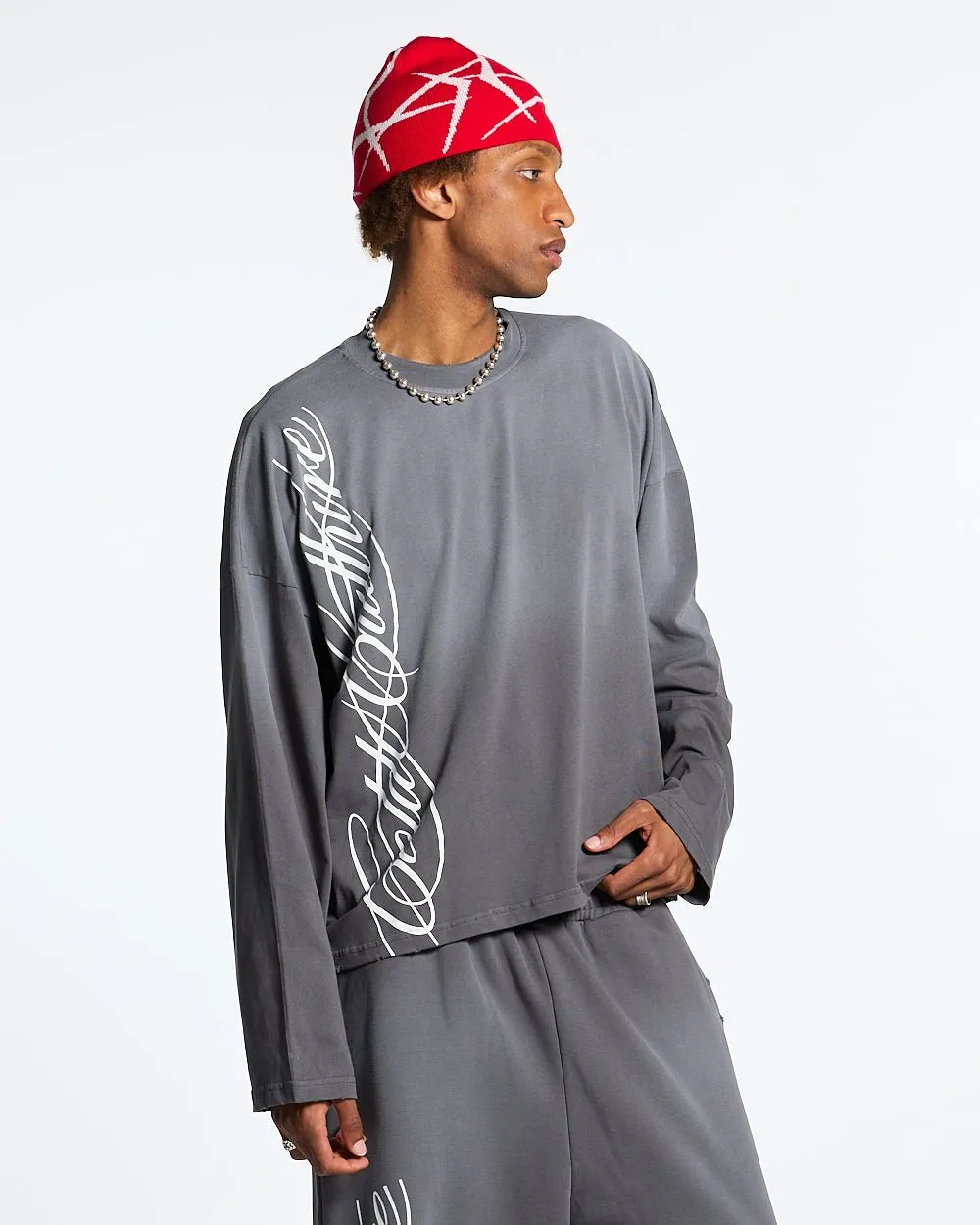 SCRIPT LONGSLEEVE TEE ANTRACITE GREY sold by Cold Culture product image thumbnail 3