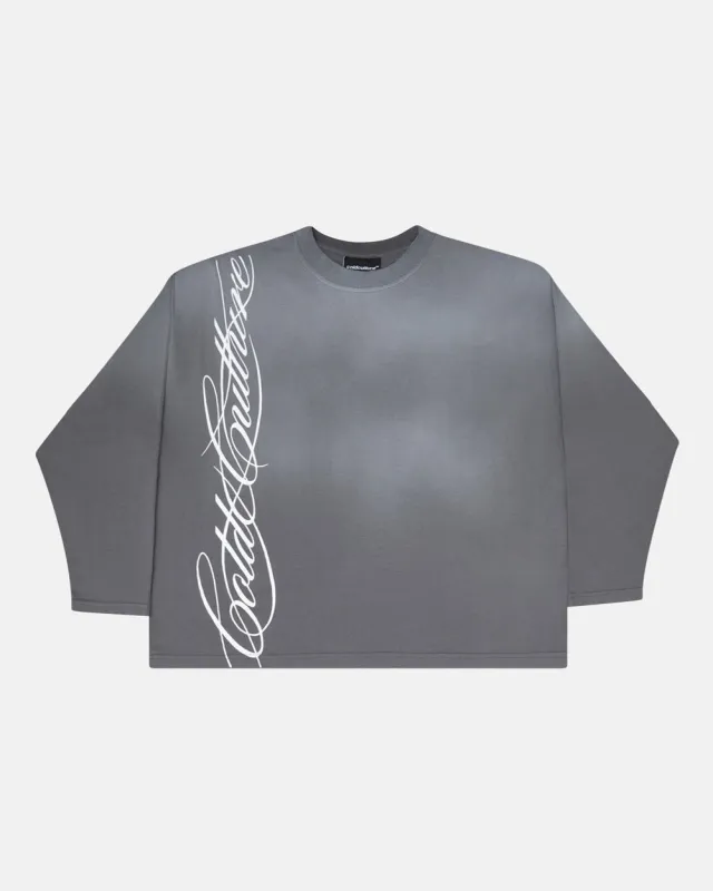 SCRIPT LONGSLEEVE TEE ANTRACITE GREY sold by Cold Culture