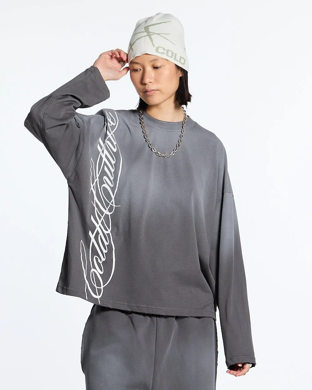 SCRIPT LONGSLEEVE TEE ANTRACITE GREY sold by Cold Culture product image thumbnail 5