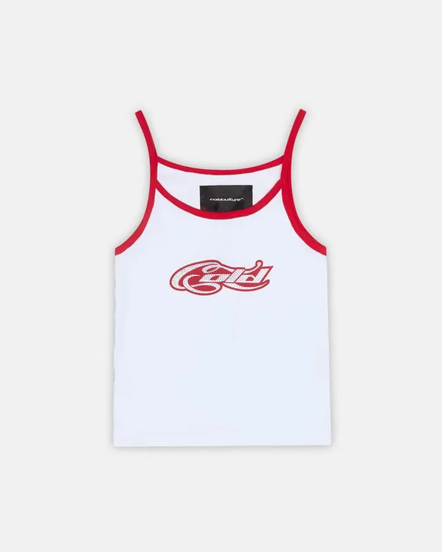 CURLY COLD STRASS TOP WHITE AND RED sold by Cold Culture