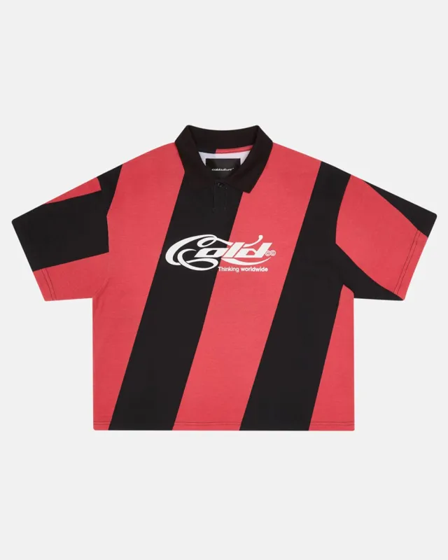 ASLANT STRIPES POLO TEE BLACK AND RED sold by Cold Culture