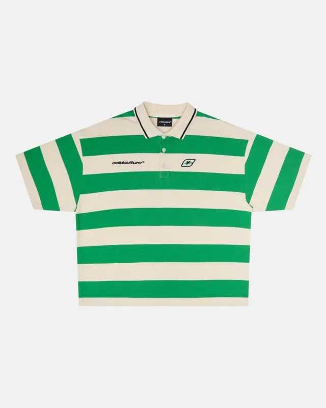 BIG STRIPES POLO T-SHIRT ARCADIAN GREEN sold by Cold Culture