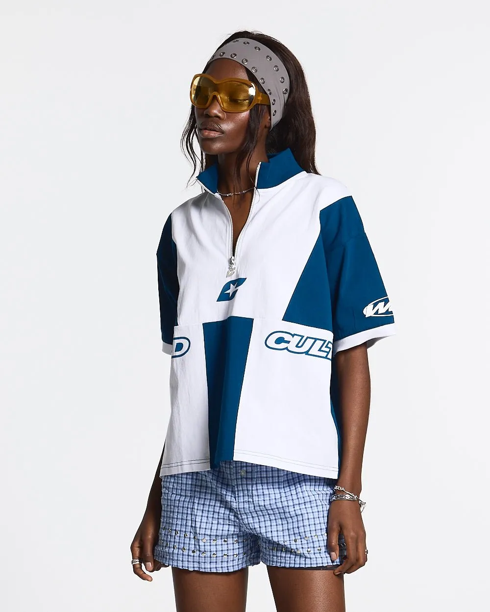 PANELS POLO TEE WHITE AND BLUE sold by Cold Culture product image thumbnail 5