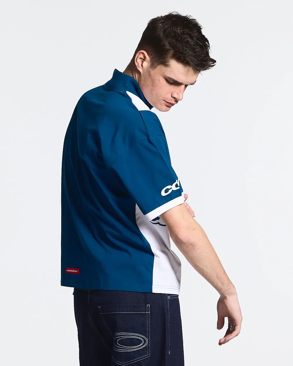 PANELS POLO TEE WHITE AND BLUE sold by Cold Culture product image thumbnail 4
