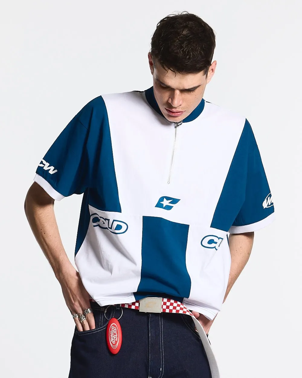 PANELS POLO TEE WHITE AND BLUE sold by Cold Culture product image thumbnail 3