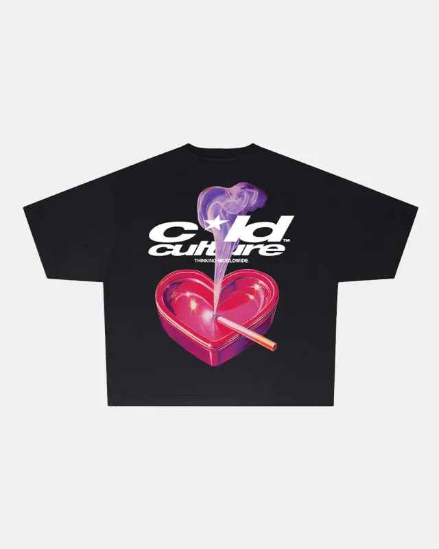 HEART ASHTRAY TEE BLACK sold by Cold Culture