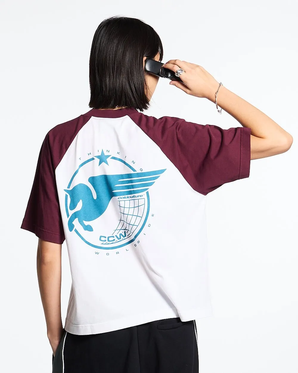 STORMWING TEE WHITE AND BURGUNDY sold by Cold Culture product image thumbnail 5