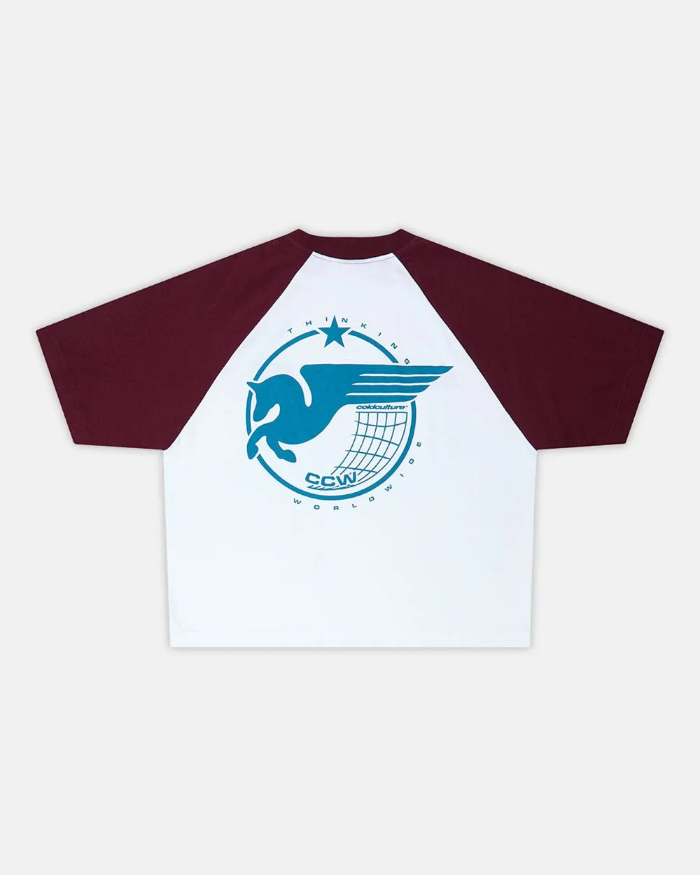 STORMWING TEE WHITE AND BURGUNDY sold by Cold Culture