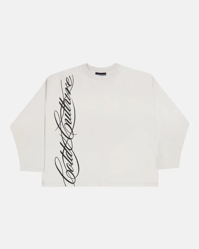 SCRIPT LONGSLEEVE TEE LIGHT GREY made by Cold Culture