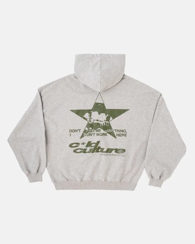 STAR TEETH HOODIE ASH GREY made by Cold Culture