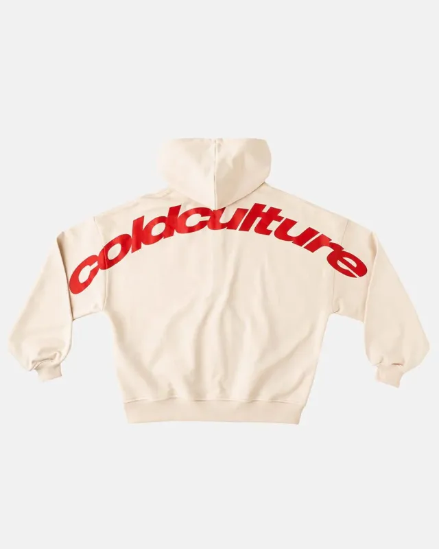 CURVED ZIP HOODIE CREAM sold by Cold Culture