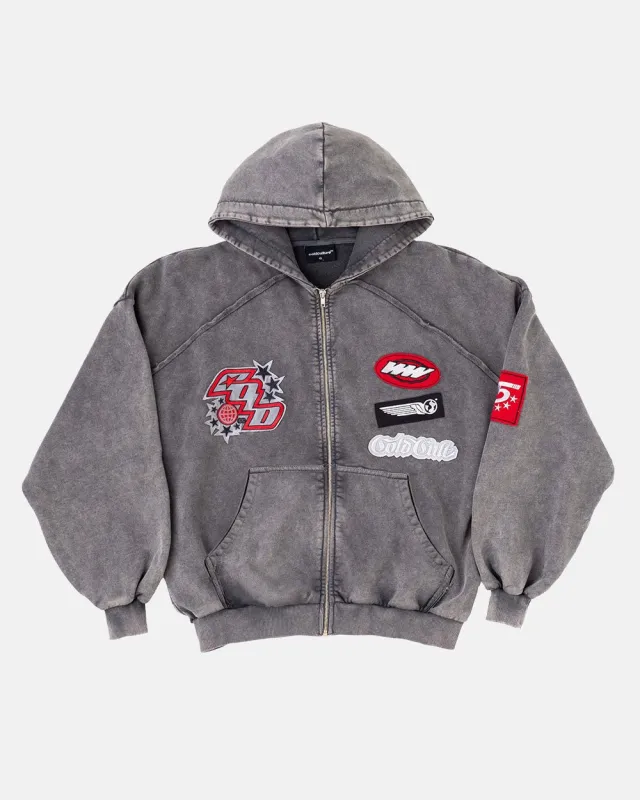 WALKER ZIP HOODIE WASHED BLACK sold by Cold Culture