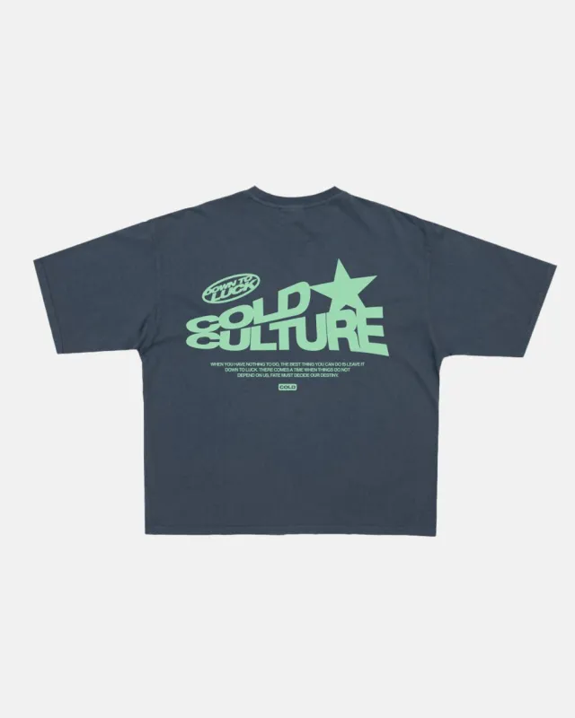 DOWN TO LUCK TEE DARK BLUE sold by Cold Culture