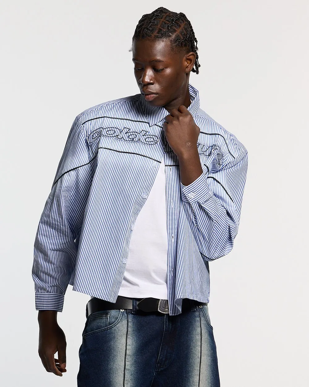 WORLDWIDE LONGSLEEVE SHIRT BLUE & WHITE sold by Cold Culture product image thumbnail 2