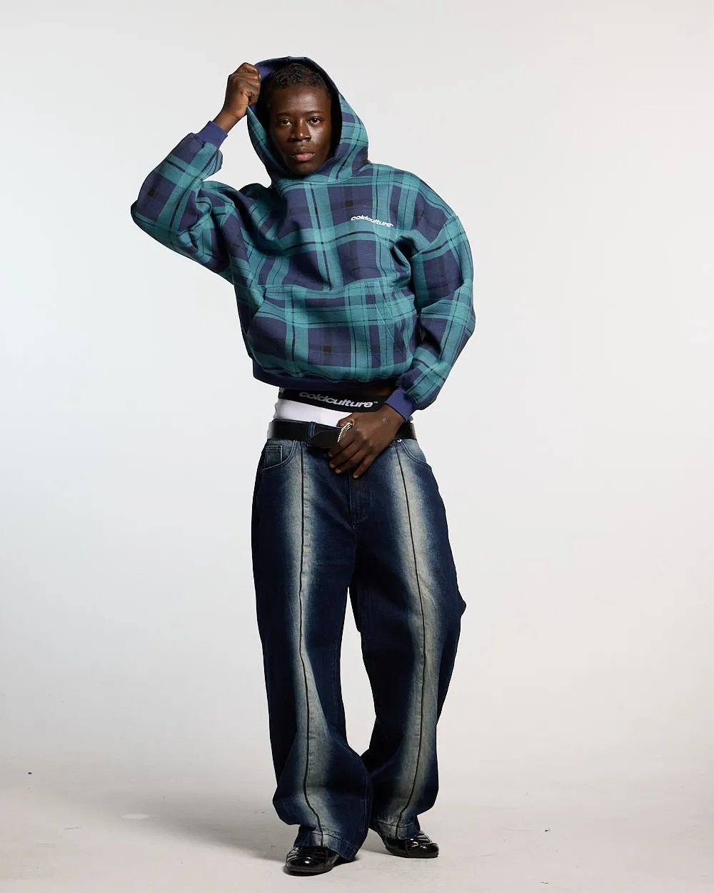 TWO FACES HOODIE NAVY & GREEN sold by Cold Culture product image thumbnail 4