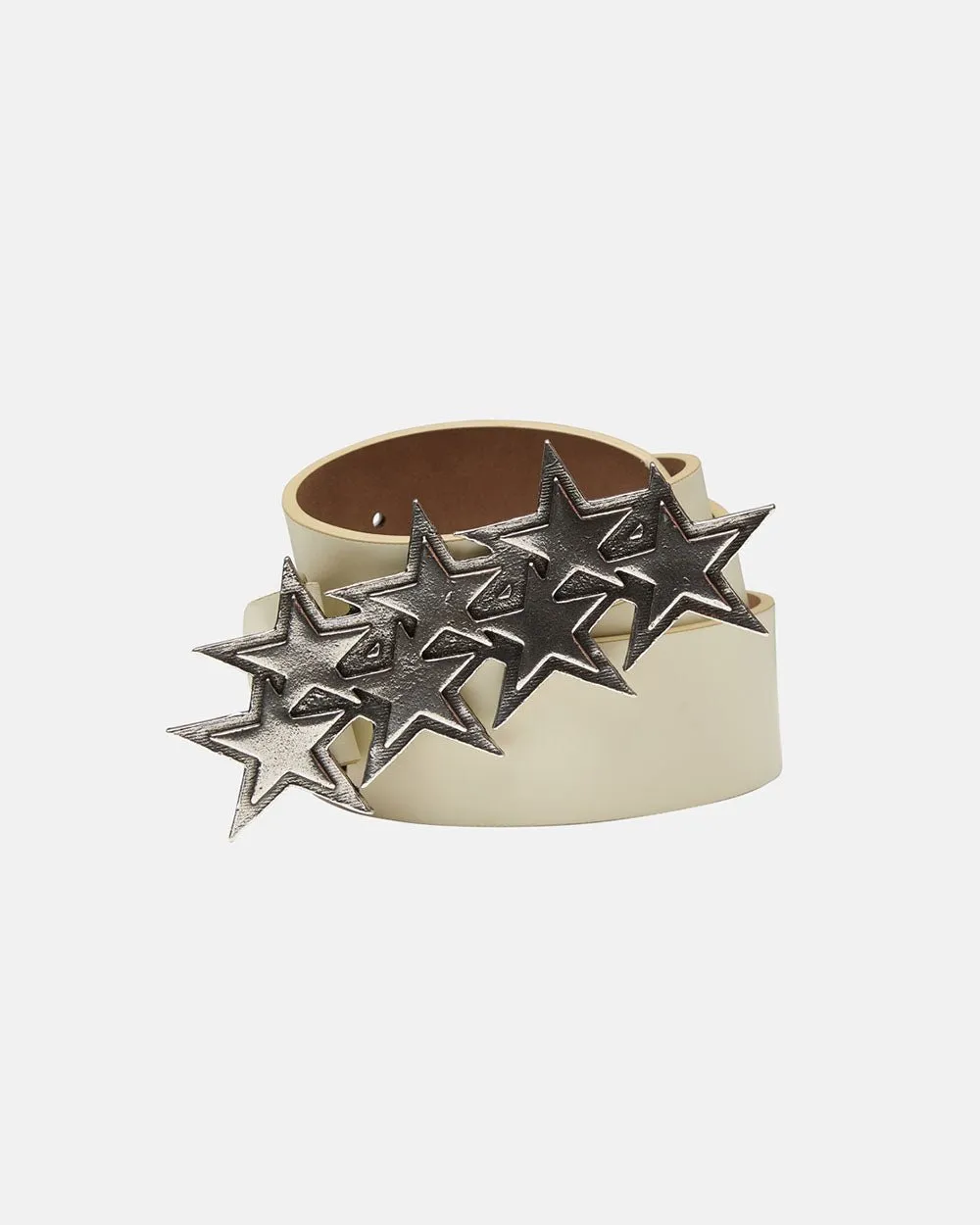 STARS LEATHER BELT WHITE sold by Cold Culture