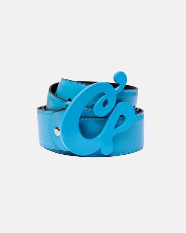 C CURL LEATHER BELT BLUE made by Cold Culture