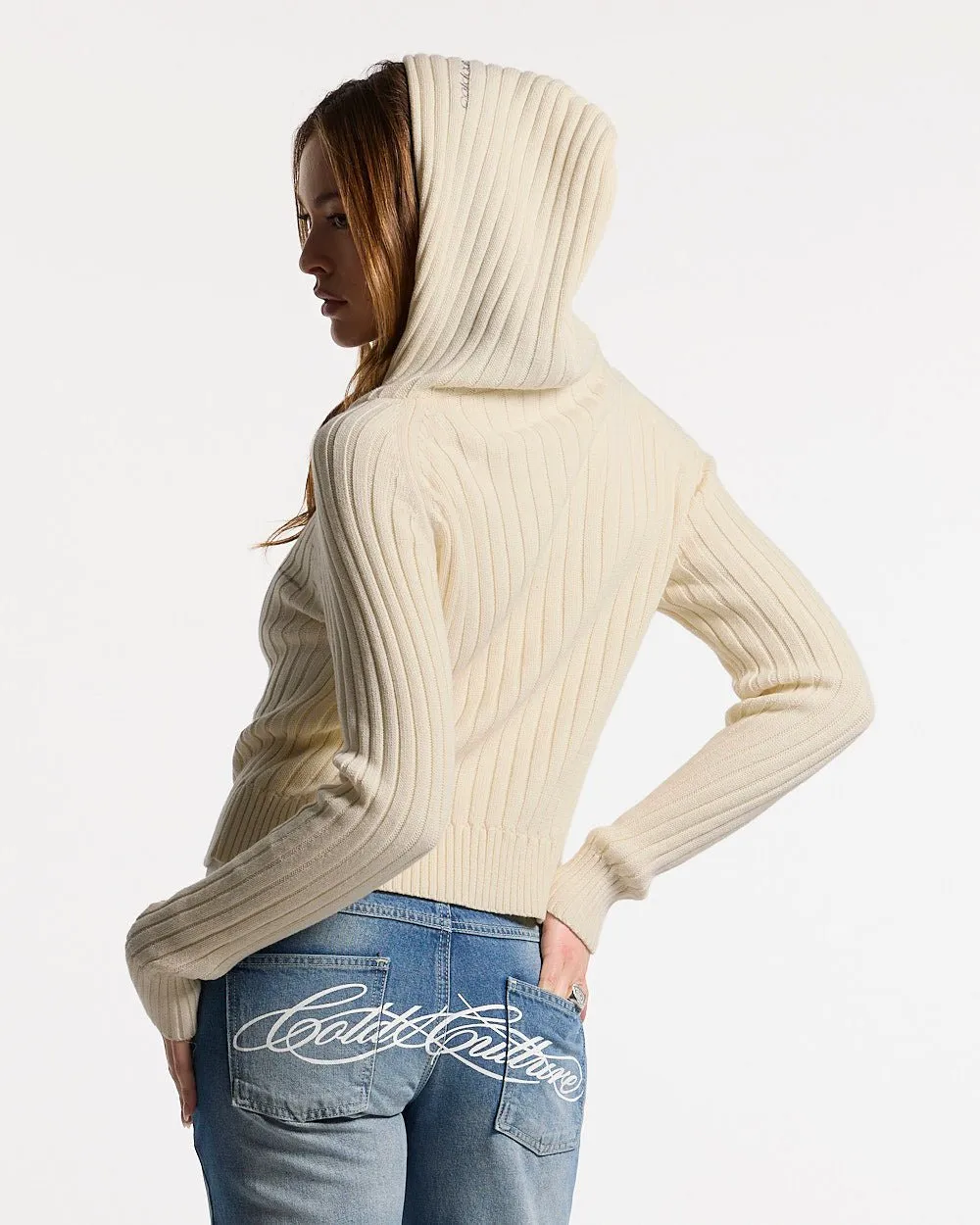 TRACK HOOD ZIP KNIT OFF-WHITE sold by Cold Culture product image thumbnail 3