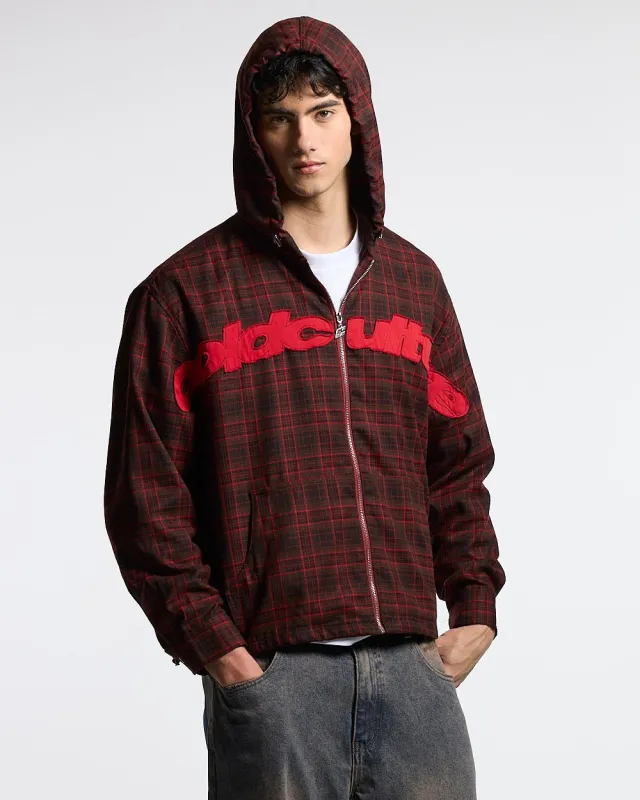 MEMPHIS HOODED SHIRT RED & BLACK TARTAN made by Cold Culture