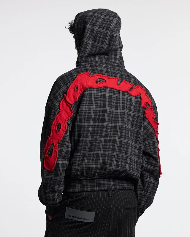 TARTAN HOODIE BLACK, GREY & RED made by Cold Culture