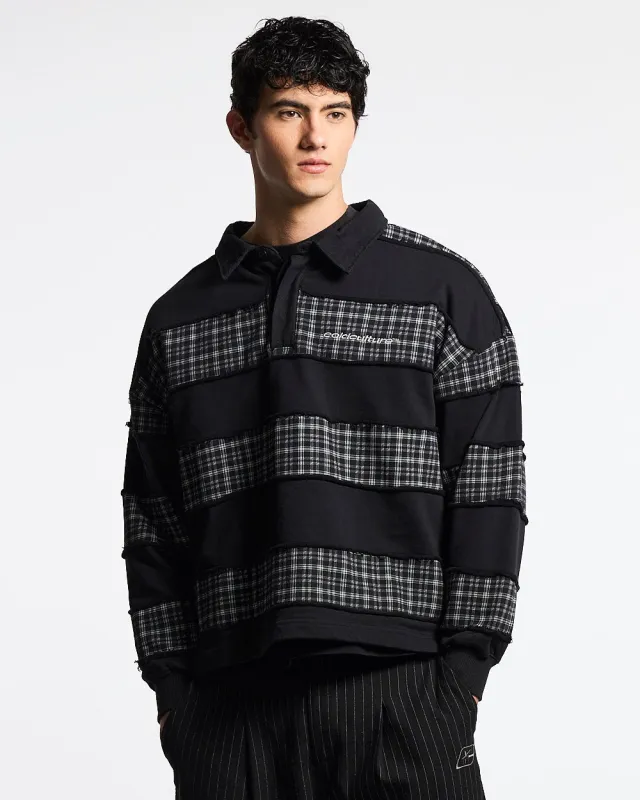 RIPPED LONGSLEEVE POLO BLACK made by Cold Culture
