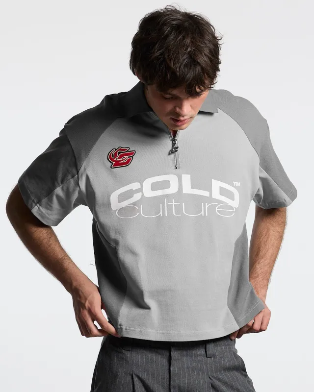 BIKER POLO LIGHT GREY sold by Cold Culture