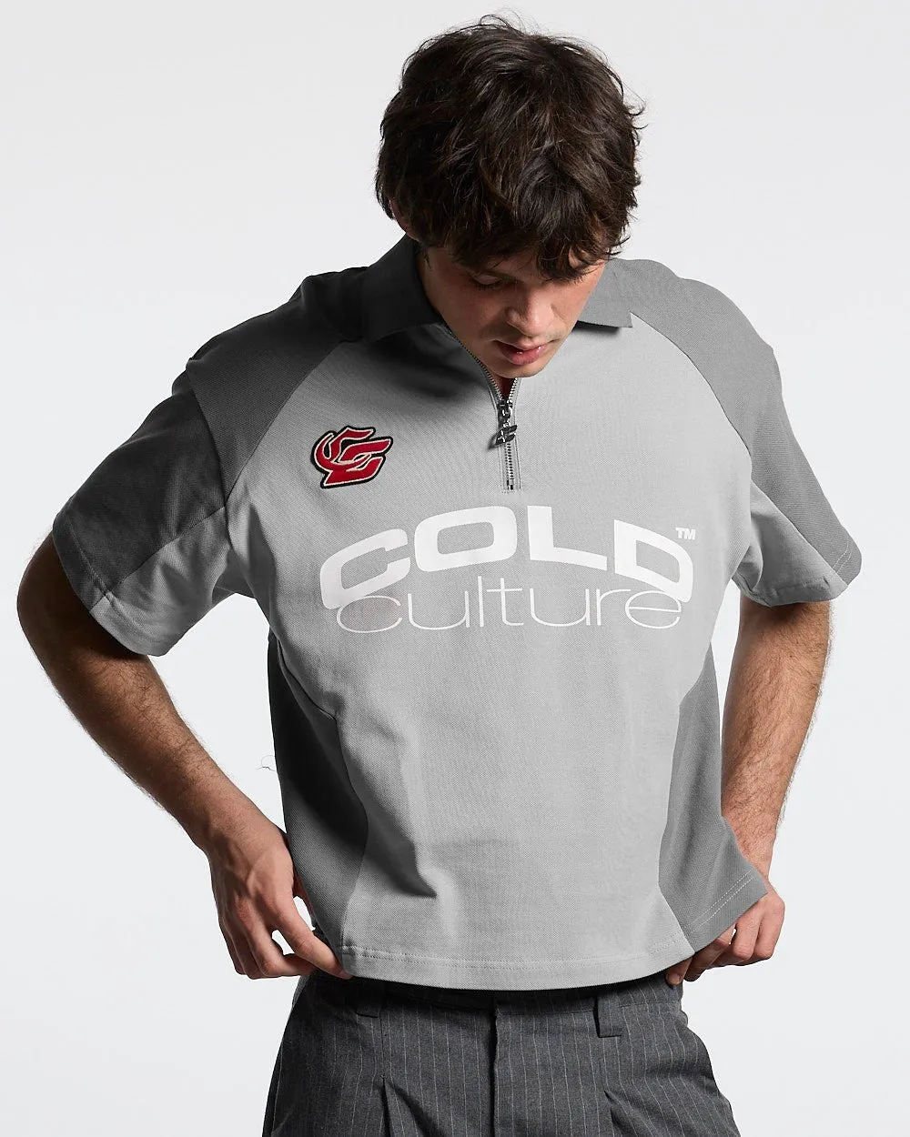 BIKER POLO LIGHT GREY sold by Cold Culture