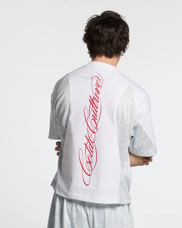 RIOT MESH TEE WHITE made by Cold Culture